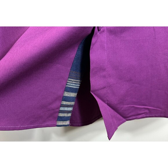 Coofandy Shirt Men’s Sz XXL Purple w/Plaid Trim Button Up Cotton Blend Short SL - Picture 5 of 11